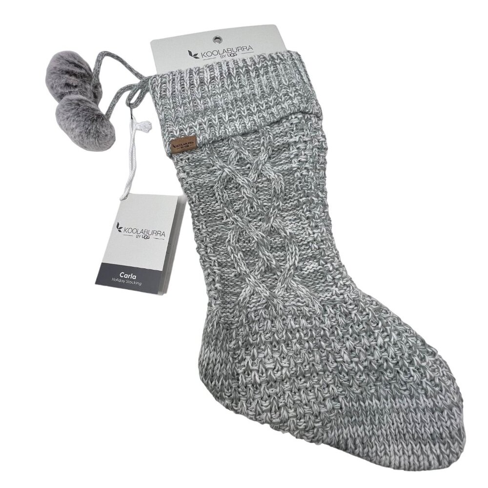 Koolaburra by UGG Carla Cable Knit Stocking 12x21 Wild Dove Holiday Decor NEW